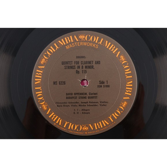 Brahms David Oppenheim Clarinet Quintet In B-Minor Budapest String 12" LP Record - Picture 4 of 11